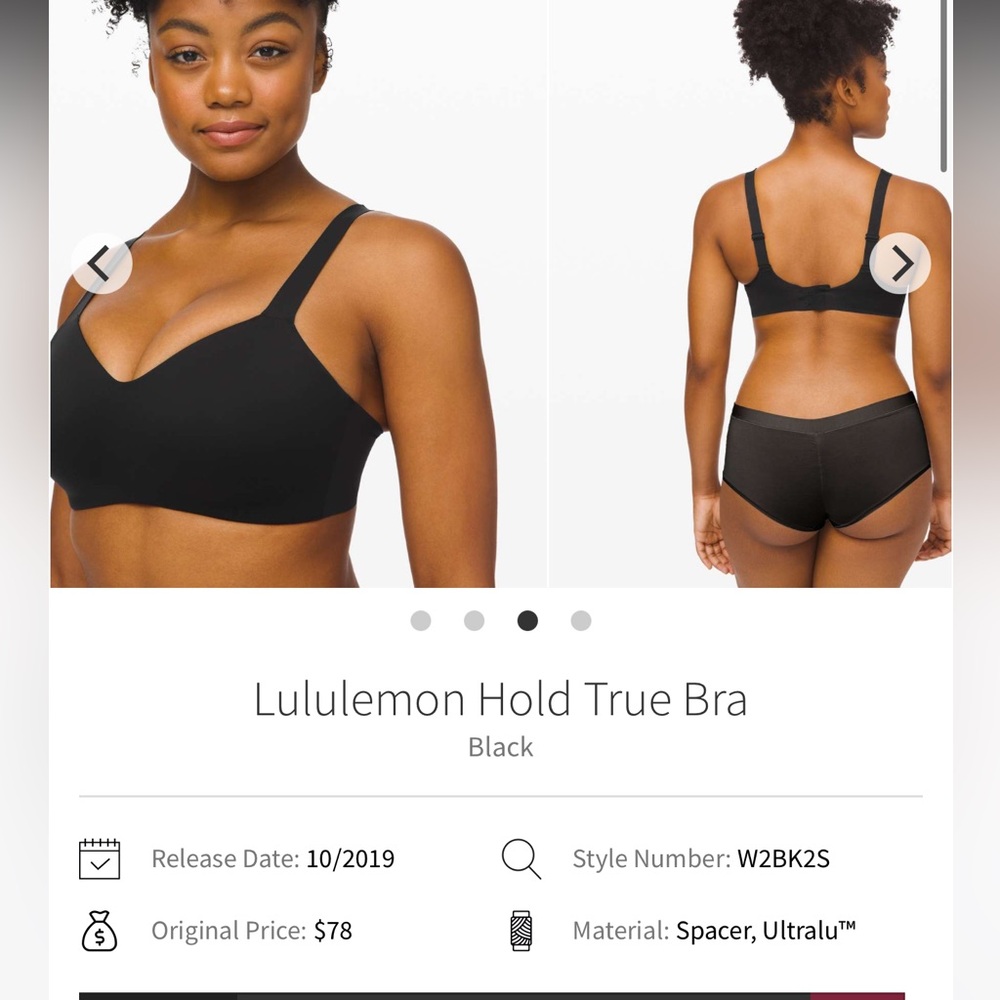 lululemon athletica Black Hold True Bra